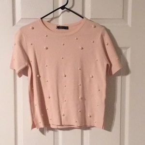 Zara pearl embellished sweater